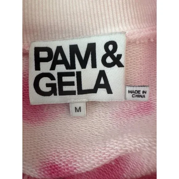 Pam & Gela Medium Tie-Dye Pink & White Cropped Sweatshirt - Picture 4 of 16